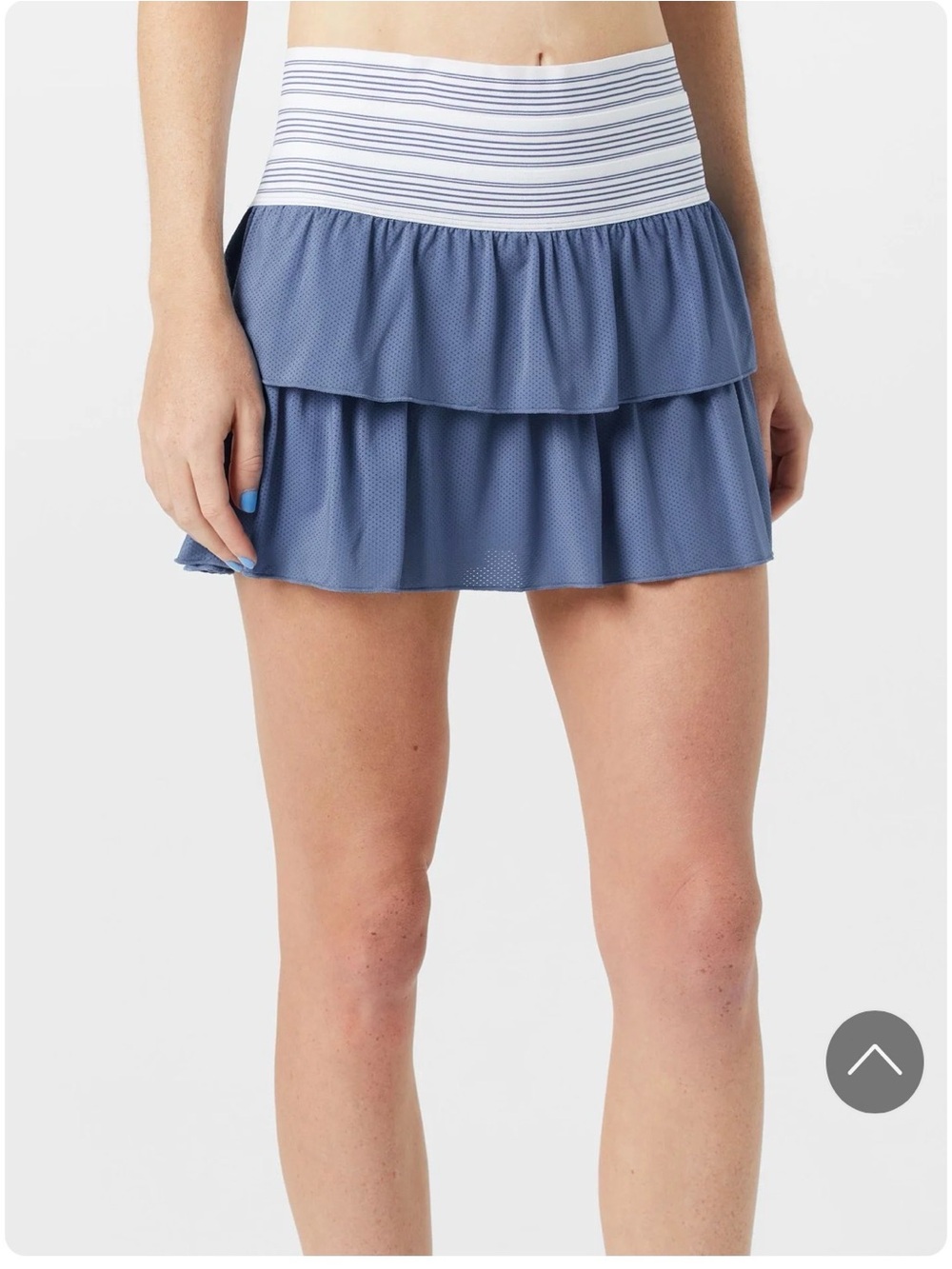Lucky in Love Layered Blue Ruffle Skirt with Striped Waistband